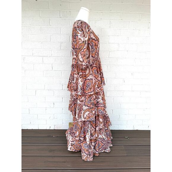Anthropologie x Kachel Tiered Maxi Dress Medium Boho Peasant Paisley Feminine - Picture 11 of 15